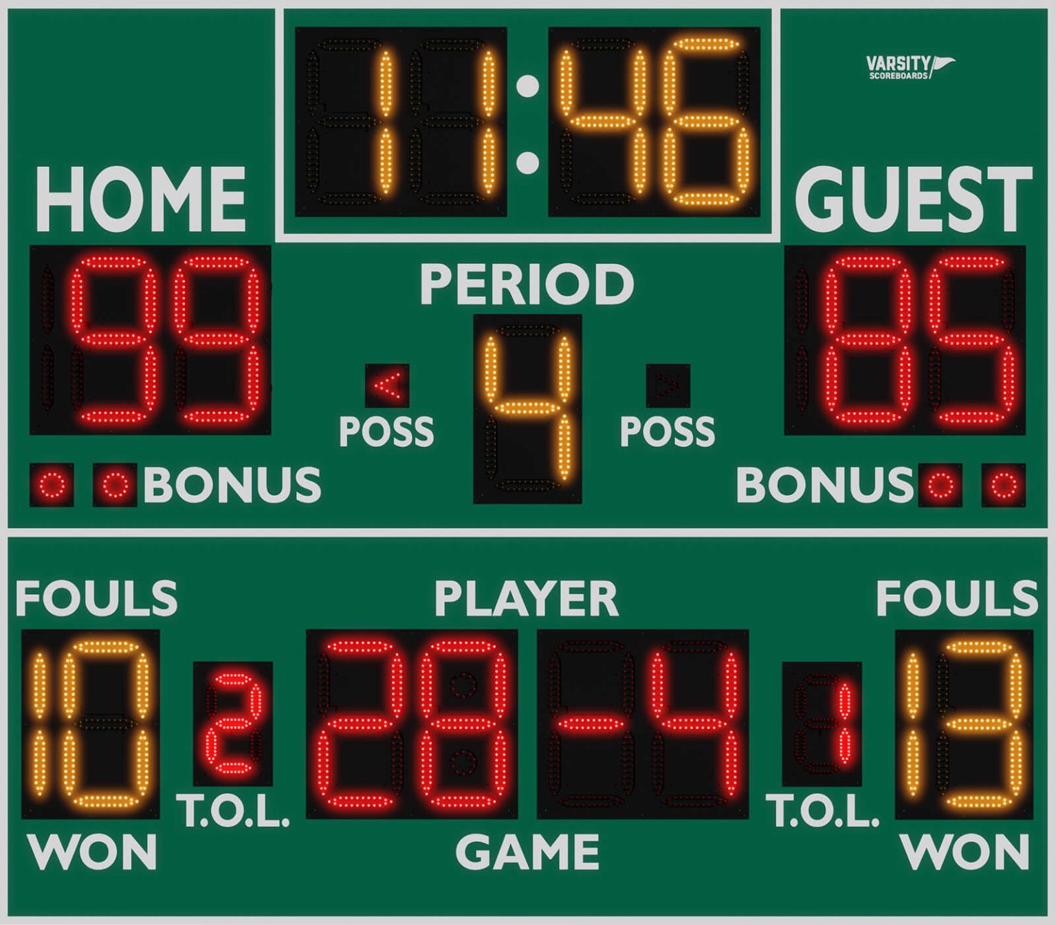 2240 Basketball/Multisport Scoreboard Varsity Scoreboards