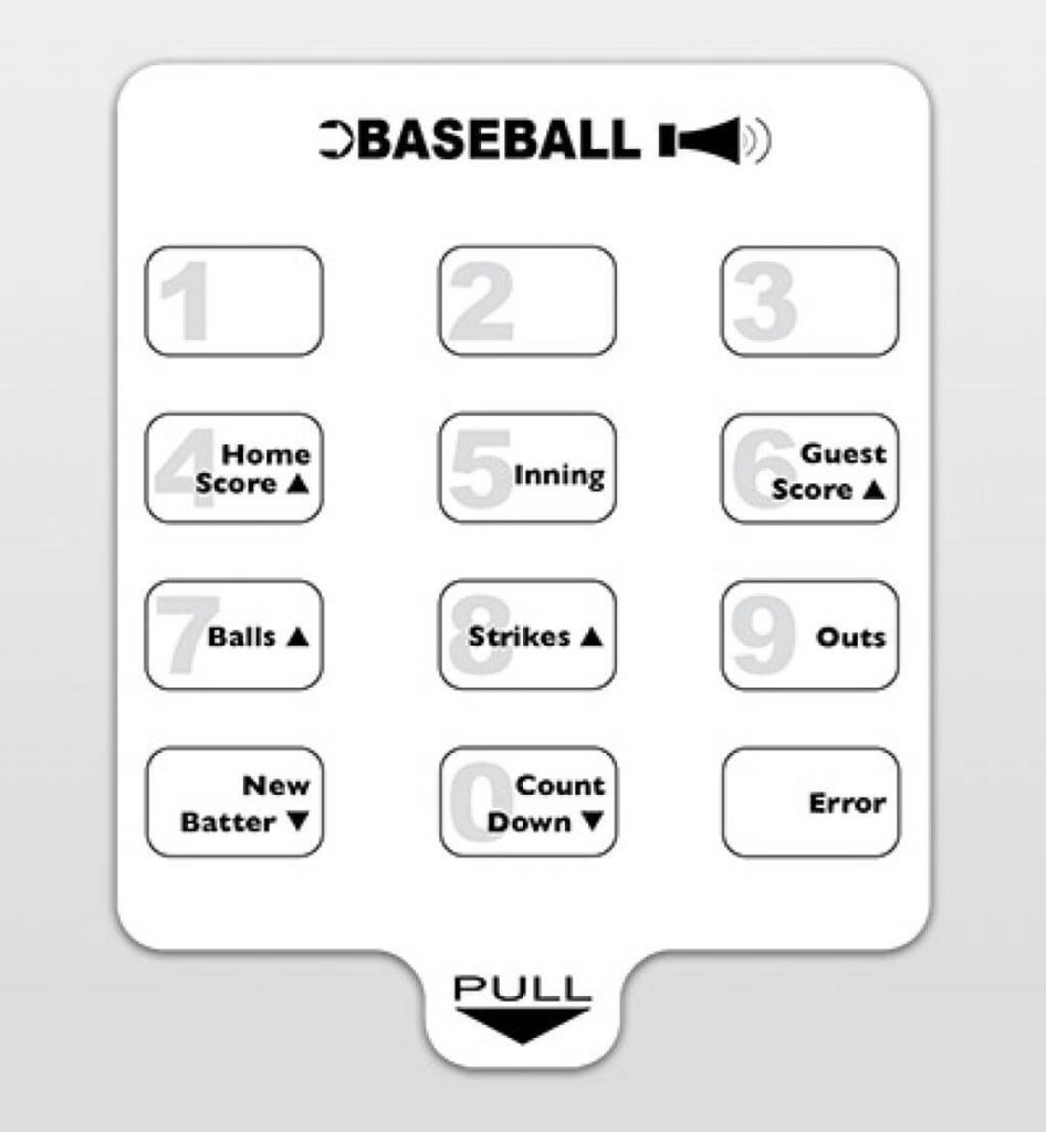 Baseball Insert for Handheld Controller Varsity Scoreboards